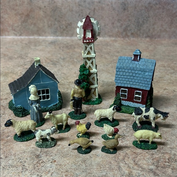 Hermitage Pottery Hand Painted Farm Set Vintage 1996 Miniatures Figurines - Picture 6 of 6